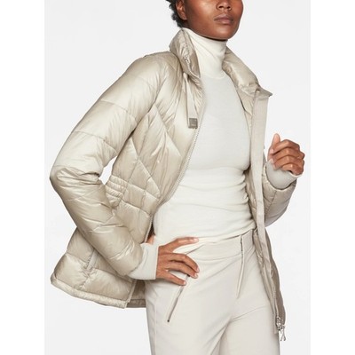 Athleta Banner Peak Down Puffer Jacket Full Zip Dove Grey Sml Winter Minimalist