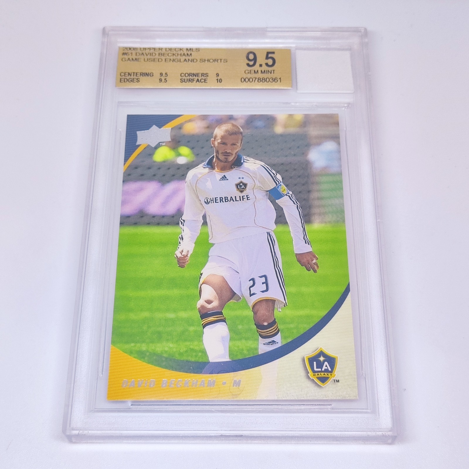 2008 Upper Deck MLS #61 Game Used England Shorts DAVID BECKHAM BGS/GGUM 9.5!! view 1