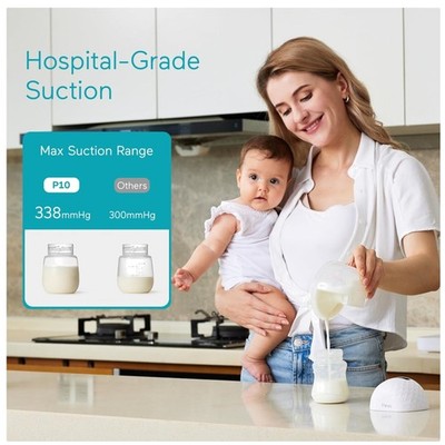 Wearable Electric Breast Pump, Strong Suction, 4 Modes