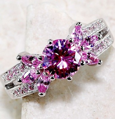 3 kt wärmebehandelter rosa Topas 925 Sterlingsilber Ring Schmuck Gr. 6 MB1-9
