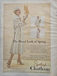 1956 Women's Sportleigh Coats Chatham Fabric Blond Look Of Spring Vintage Ad 