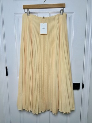 ALC Tatum Pleated Accordion Midi Skirt Pale Yellow Size US 12 NWT $495 MSRP