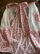 Sweetest Vintage Handmade Half Apron 1950s white sheer Crinoline voile pink
