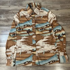 Vintage 1970s Button Down Big Collar Polyester Shirt Psychedelic Disco Shirt S/M