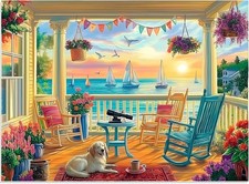 500 Piece Beach Flower Jigsaw Puzzle Adults Recycled Cardboard 20.5 x 15 Inch