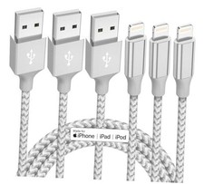 iPhone Charger 3 Pack 10 ft Apple MFi Certified Lightning Nylon Braided Cable