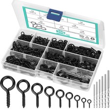306 PCS Black 304 Stainless Steel Eye Hooks Screws Assortment Kit, 0.6"-1.65...