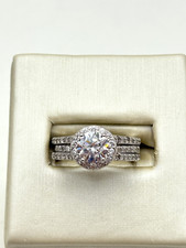 STERLING SILVER 925 WHITE ENGAGEMENT GEMSTONE 5.2mm BAND SIZE 5 RING 4.8g