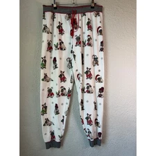 PJ Salvage Women's Pajama Pants M Holiday Pug Print Thermal Lounge Sleepwear