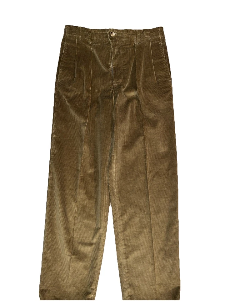 复古 Nautica Chino 裤子男式 32xXL 绿色宽松宽松厚通道灯芯绒 — 第 3/4 张图片