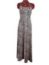 SHEIN EZWEAR LEOPARD PRINT BACKLESS STRAPPY SWING DRESS = SIZE SMALL S