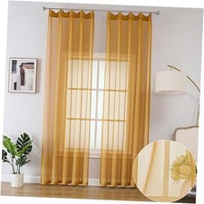 Gold Sheer Curtains 84 Inches Long 2 54"W x 84"L Pack of 2 Diy Pleat Gold