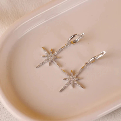 #ad 1.00 Ct Real Moissanite North Star Drop Dangle Earrings 14k White Gold Plated $154.99