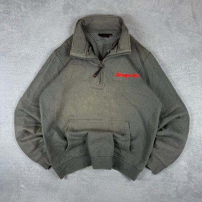 Vintage Snap On 2000's Workwear Grey Spellout Large 1/4 Quarter Zip Jumper