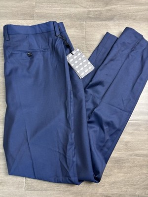 Ted Baker London Debonair Suit Pants Men's  Flat Front Trousers 32L Blue