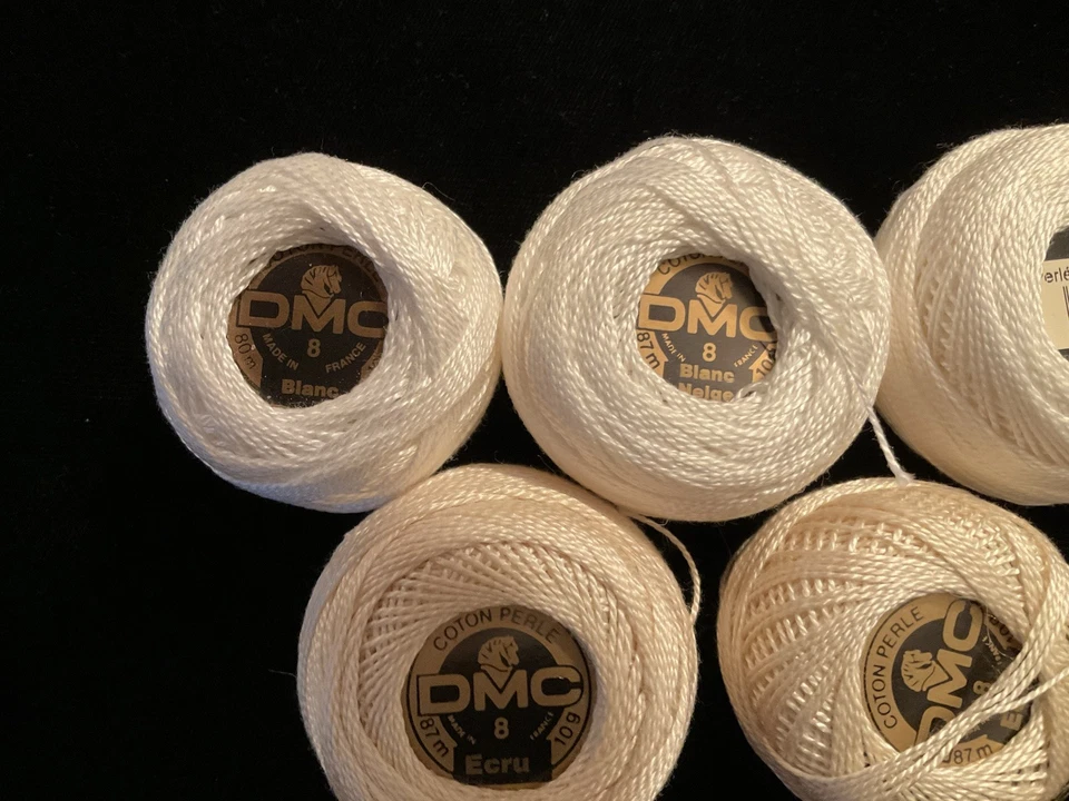 DMC Cotton Perle Thread Lot of 5 Size 8 Made in France 10g Shades of White - Image 2 of 4