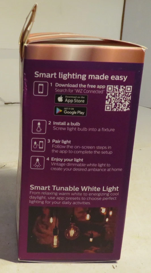 Philips A19 Tunable Smart Wi-Fi LED Bulb Clear 60W Easy Control New Open Box 800 - Image 4 of 4