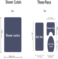 4 Pcs Black Geometric Shower Curtain Sets with Rugs Black Bathroom Sets with Sho