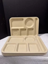 DIVIDED TRAYS LOT OF 6 Beige BY SILITE CHICAGO ILLINOIS #614 6 COMPARTMENT