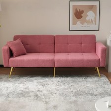 Fabric Sofa Bed Sleeper 2 Seater Sofa Couch Sofa Settee for Living Room Pink
