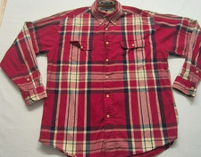 VTG Tommy Hilfiger men red/blue plaid long sleeve button up pocket shirt sz XL