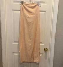 Urban Outfitters Womens Strapless Dress Large Pink Linen Viscose Thigh Slit