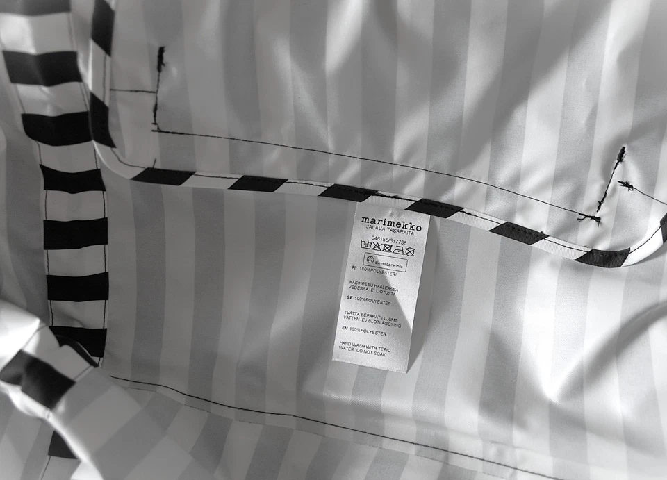 Marimekko Jalava Tasaraita (rain) coat black/white size M, design Annika Rimala - Image 4 of 4