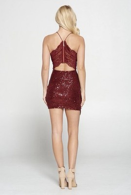 Eighteen Burgundy Sequin Bodycon Dress Strappy Back V-Neck Short Size S | eBay Eighteen Burgundy Sequin Bodycon Dress Strappy Back V-Neck Short Size S | eBay