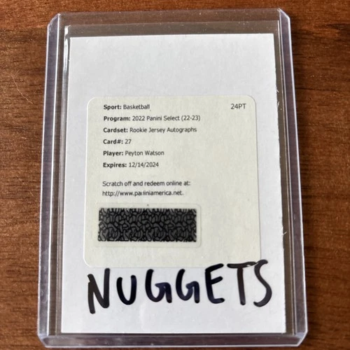 2022-23 Panini Select PEYTON WATSON RC #RJA-PYW RPA Denver Nuggets