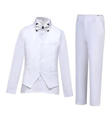 Boys Suits Slim Fit 4 Piece Formal Dresswear Suit for Kids 2 White-bowtie
