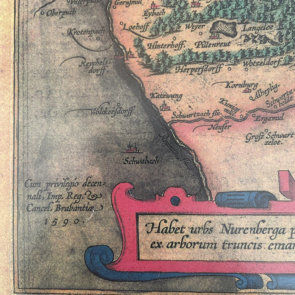Nürnberger Gebiet Landkarte Ortelius von 1590 - Bild 2 von 4
