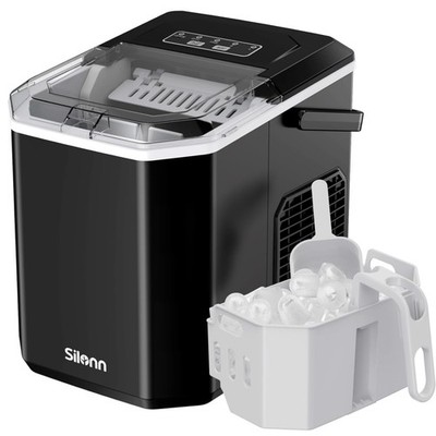 Eiswürfelmaschine, tragbar, selbstreinigend, Mini Ice Maker, 12 kg/Tag, schwarz