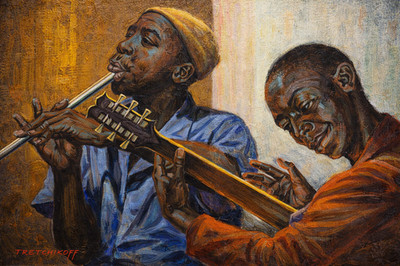 Vladimir Tretchikoff - Musiker lebendige Ensembleszene Mid Century Ölgemälde