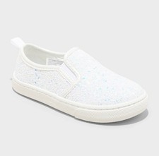 Cat Jack Madigan/Yana Slip-On Sneakers Toddler Girls White Glitter Sz 10