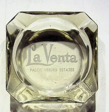 Vtg La Venta Glass Ashtray Palos Verdes Estates Collectible Square Clear