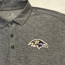 NFL Baltimore Ravens Men  Large Antigua Golf Shirt Heathered Gray  Short Sleeve