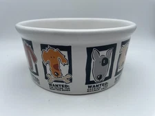Mug Shots Dog Bowl Riviera Van Beers Stoneware Dog Wanted Posters 24oz B90