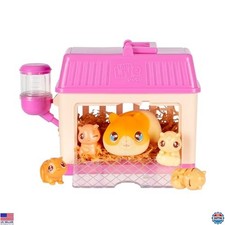 Little Live Pets Mini Interactive Hamster Toy Set, Hutch Playset with 3 Babies