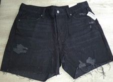 Old Navy Womens High Rise Slouchy Straight Black Denim Jean Shorts Size 12 NWT