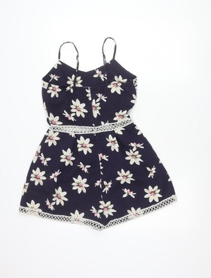 Parisian Damen blau Blumen Spitzenbesatz Playsuit Größe 10