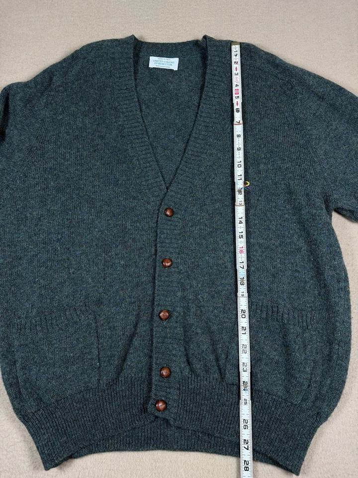 Suéter Vintage United Colors Of Benetton Shetland Lana Verde Hecho en Italia XL Foto 4 de 4