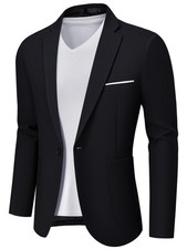 MAGE MALE Men's One Button Blazer Lightweight Casual Sport Coats Solid Color ...