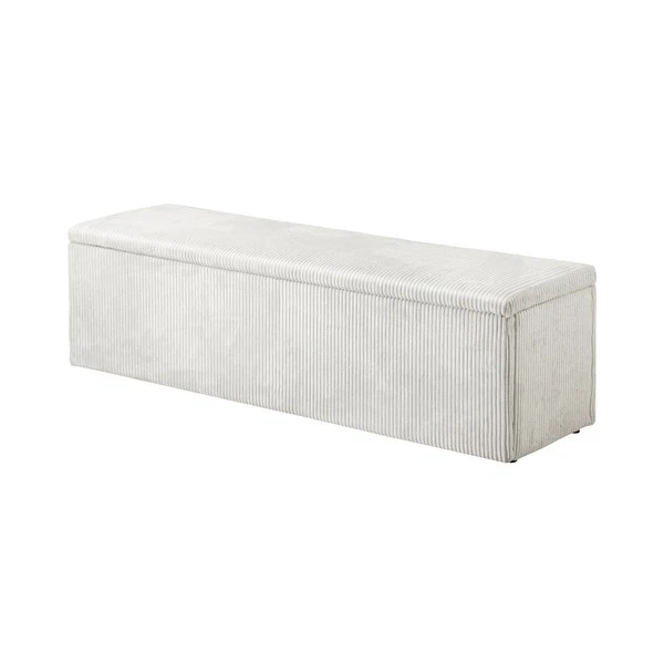 Storage Ottoman Blanket Box Foot Stool XL Chest Toy Polyester Beige