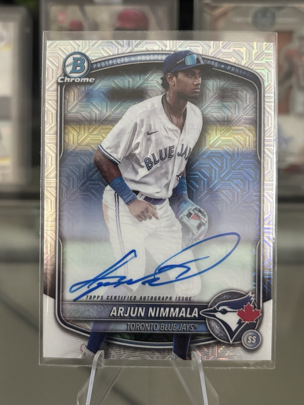 2025 Bowman Chrome Baseball Arjun Nimmala Auto Mojo Refractor Blue Jays #BMA-AN