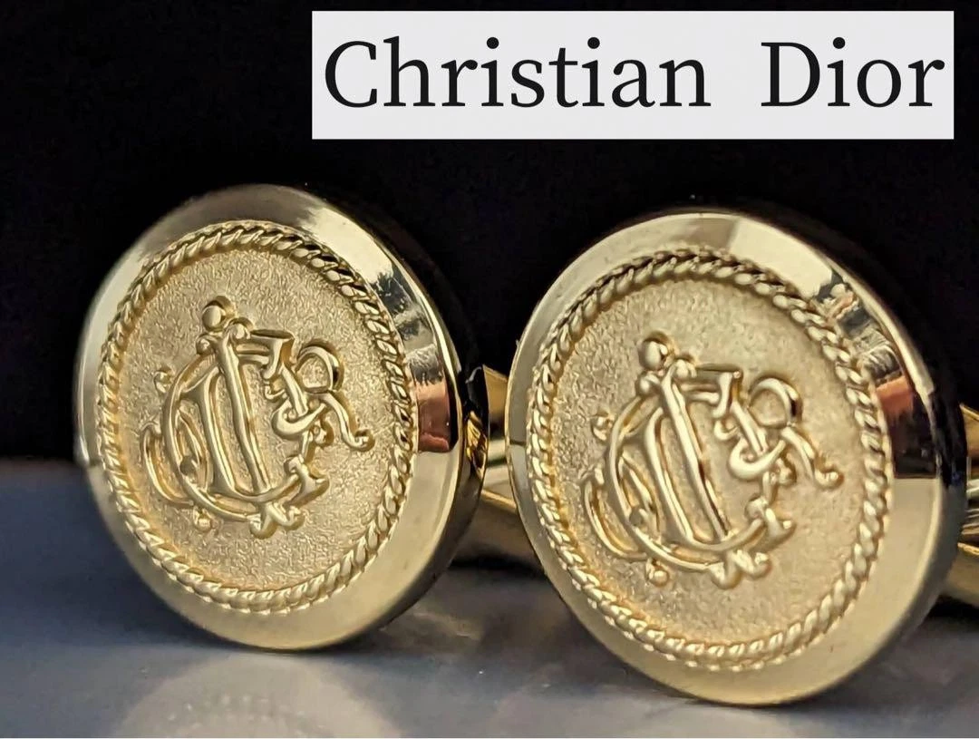 Boutons de manchette Christian Dior base dorée 2 x 1,5 cm bijou homme sans étui jamais utilisé