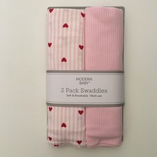 NEW Soft Swaddle Baby Blankets 0-3M Valentines Hearts and Pink  Modern Baby