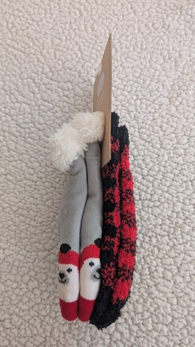 Calcetines Capelli Navidad Rojo/Negro a Cuadros y Gris/Rojo/Negro Oso Polar 2T-4T - Imagen 6 de 10