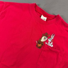 Warner Bros Studio Store Bugs Bunny Taz Pocket T-Shirt Red Kids XL TNT Graphic