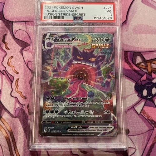 Gengar Vmax 271 Fusion Stike Alt Art Secret Pokemon PSA 3