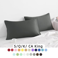 Pack of 2 Ultra Soft Brushed Microfiber Pillowcases, Hotel Quality, 32 Colors